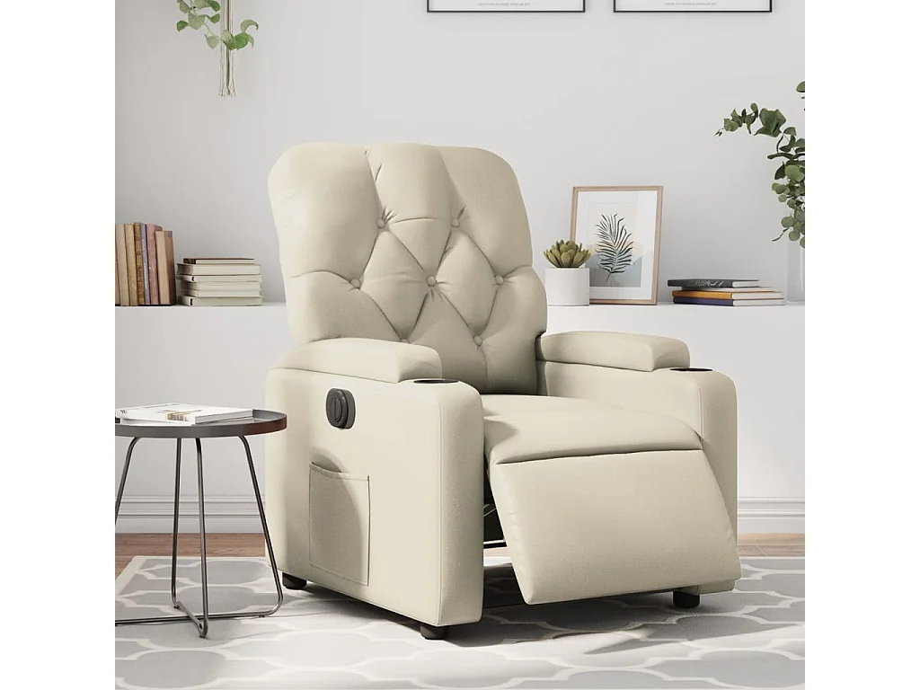 Fauteuil inclinable électrique Crème Similicuir REO51072