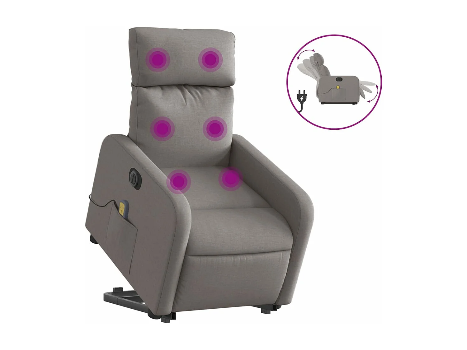 Fauteuil inclinable de massage électrique Taupe Tissu REO49081