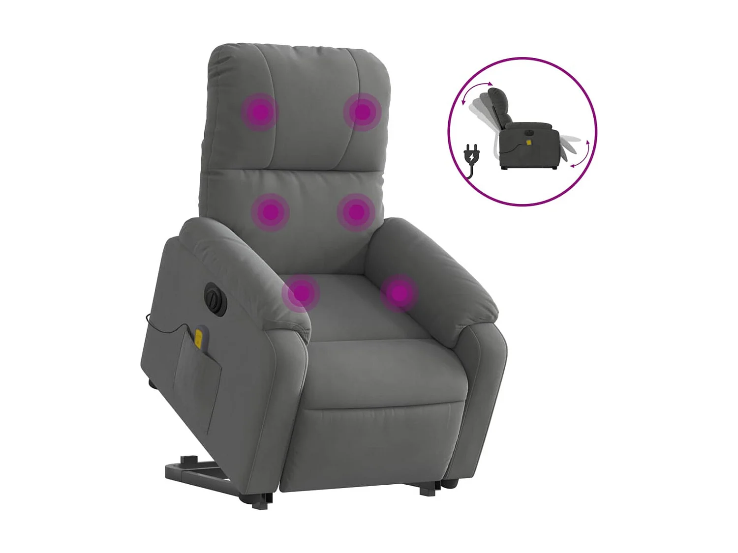 Fauteuil inclinable de massage électrique gris foncé REO70566