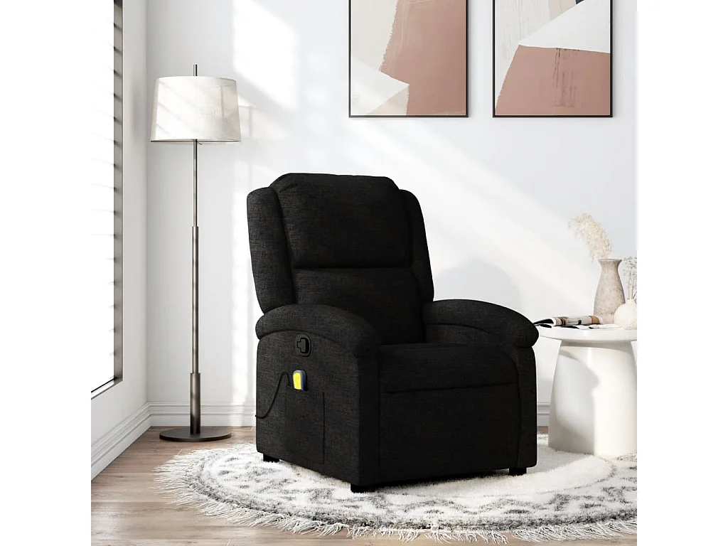Sillón reclinable de masaje de tela negro YOE71699