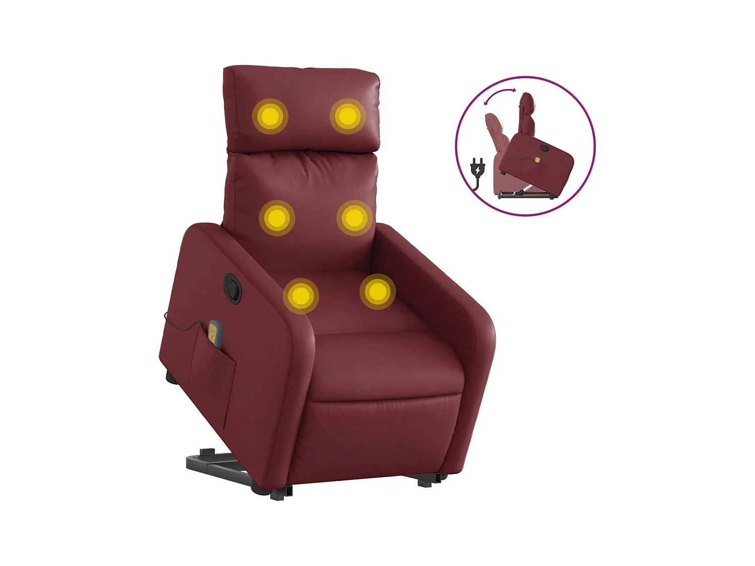 Fauteuil inclinable de massage Rouge bordeaux Similicuir REO42237