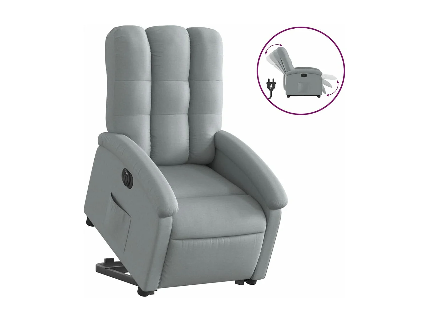 Fauteuil inclinable électrique gris clair tissu REO31963