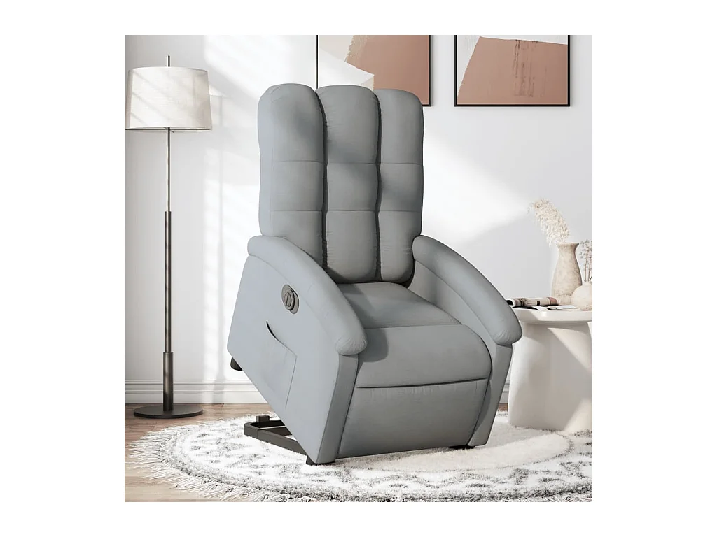 Fauteuil inclinable électrique gris clair tissu REO31963