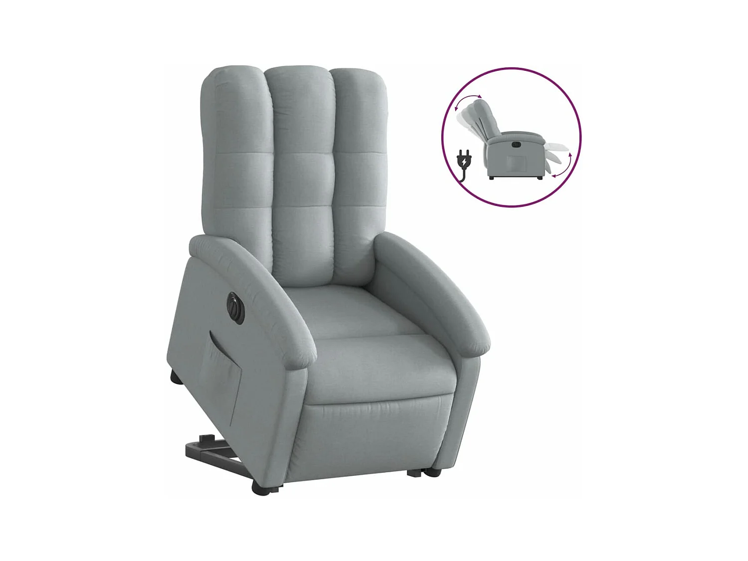 Fauteuil inclinable électrique gris clair tissu REO31963