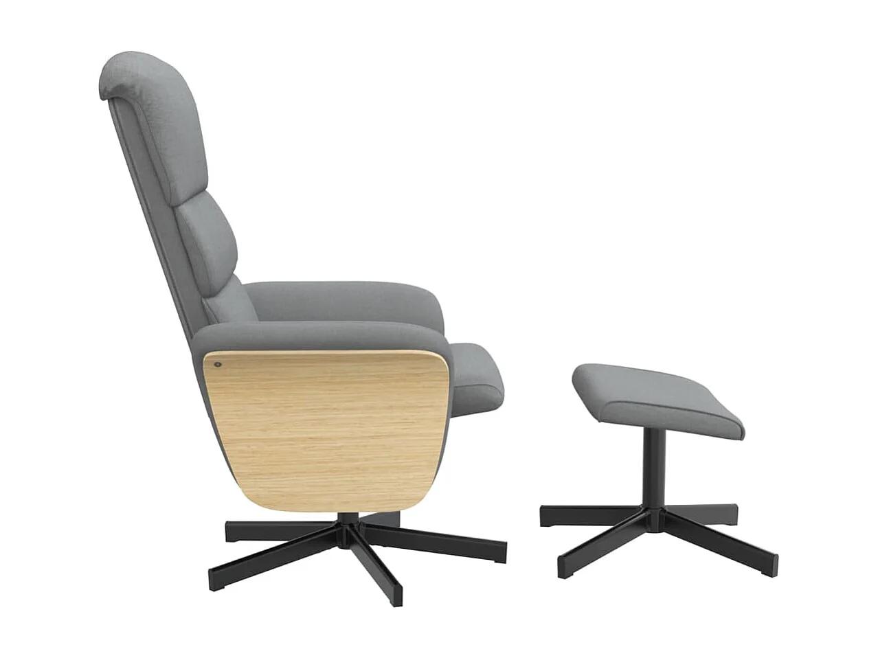 Fauteuil verstelbaar met voetenbankje stof lichtgrijs NL184440