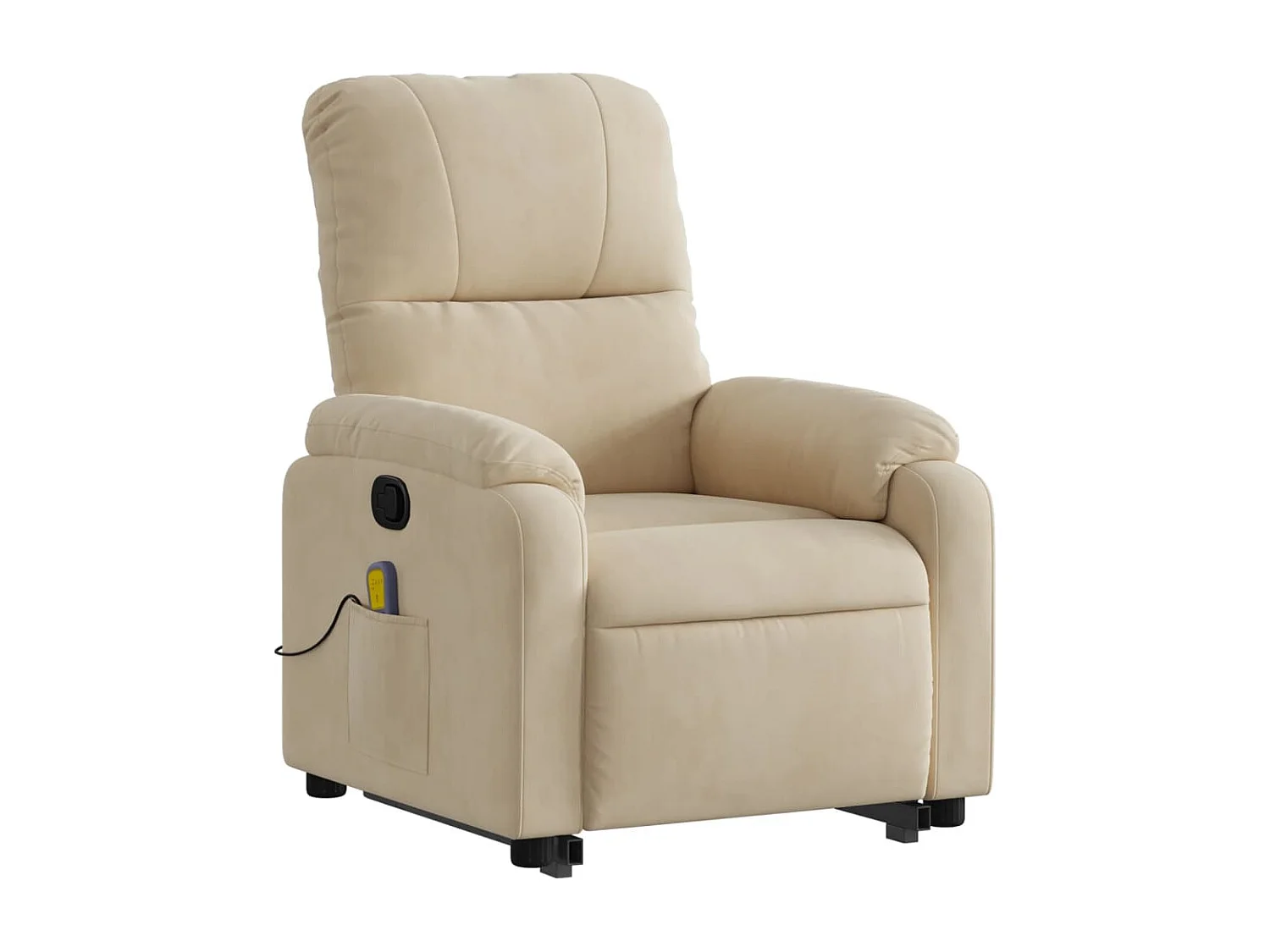 Sillón reclinable de masaje elevable tela de microfibra crema YOE42859