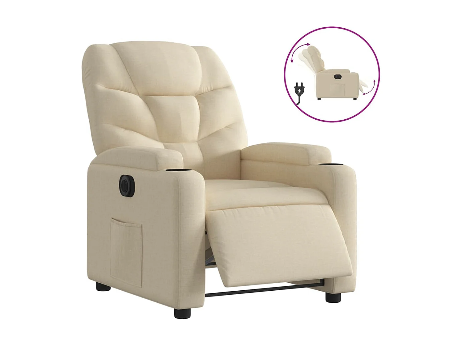 Fauteuil inclinable électrique Crème Tissu REO98157