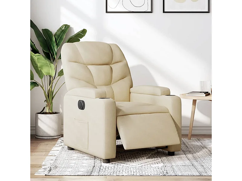 Fauteuil inclinable électrique Crème Tissu REO98157