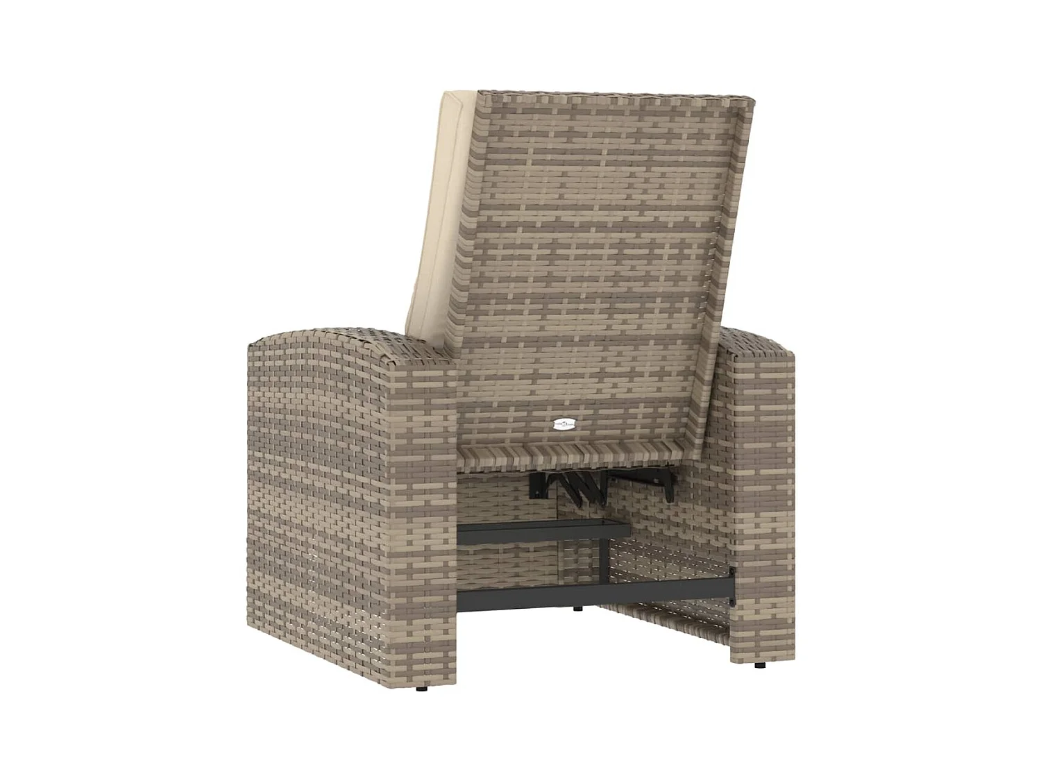 Fauteuil inclinable de jardin avec coussins marron clair rotin REO58258