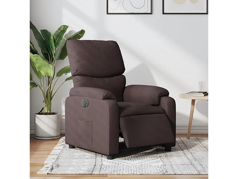 Fauteuil inclinable électrique Marron foncé Tissu REO90524