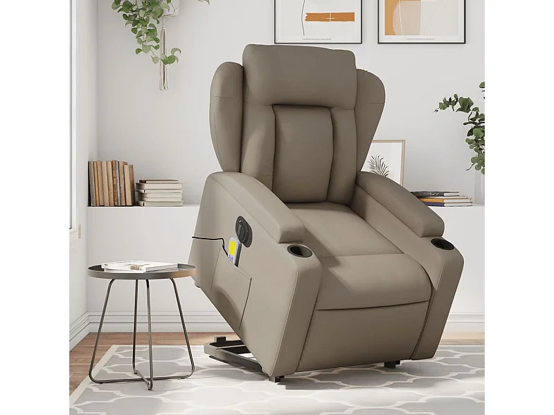 Sillón reclinable de masaje eléctrico cuero sintético capuchino YOE17123