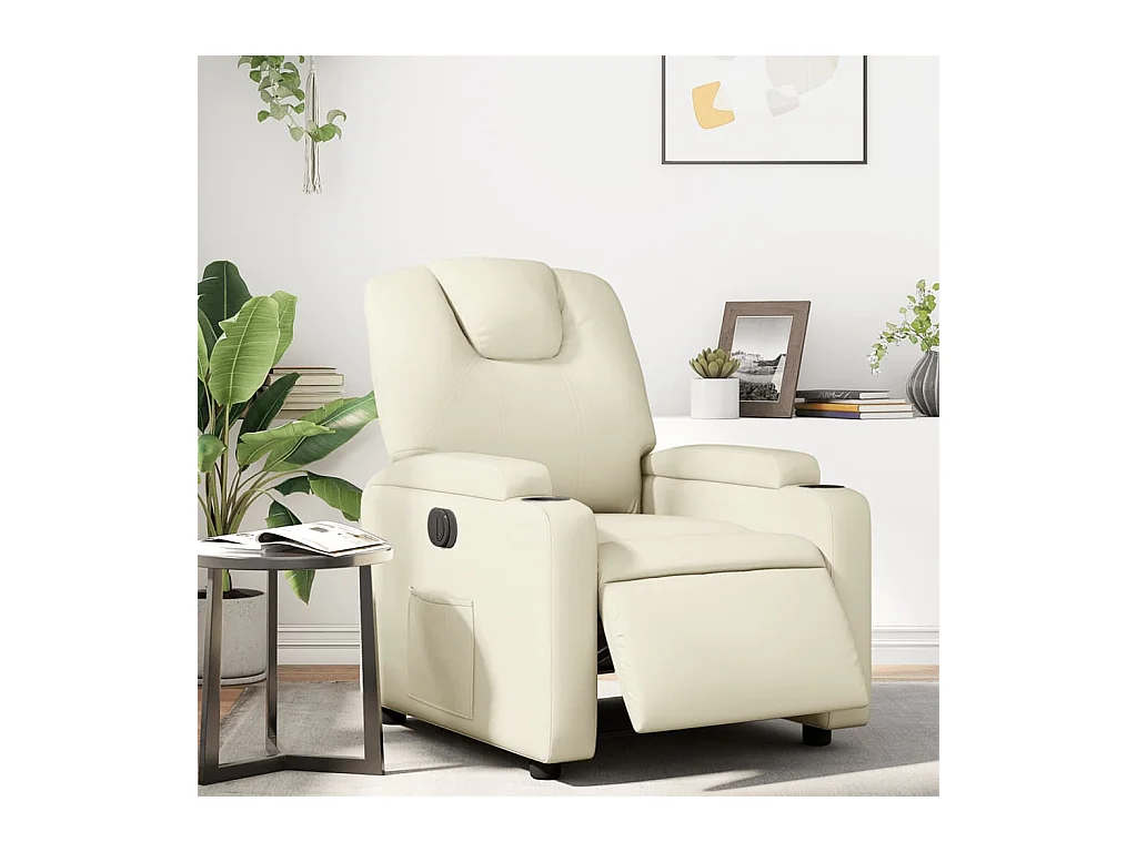 Fauteuil inclinable électrique Crème Similicuir REO13029