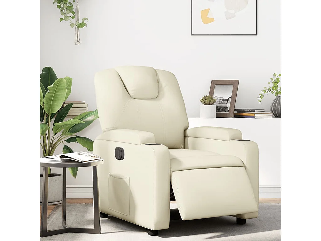 Fauteuil inclinable électrique Crème Similicuir REO13029