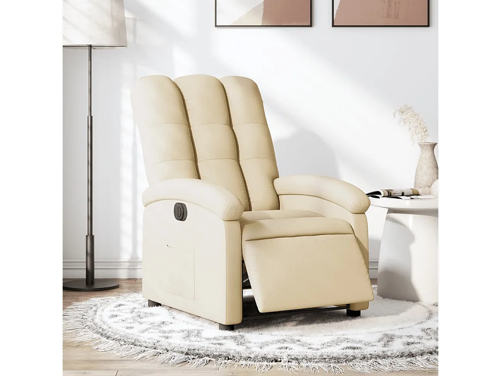 Fauteuil inclinable électrique Crème Tissu REO77722
