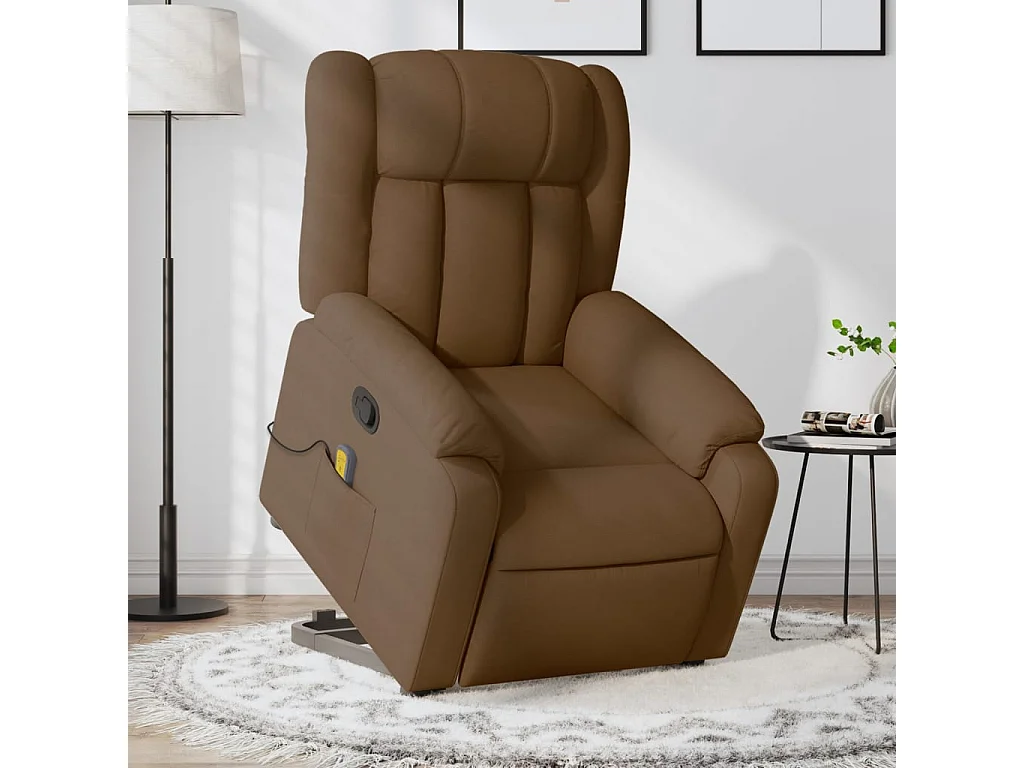 Fauteuil de massage inclinable Marron Tissu REO70881