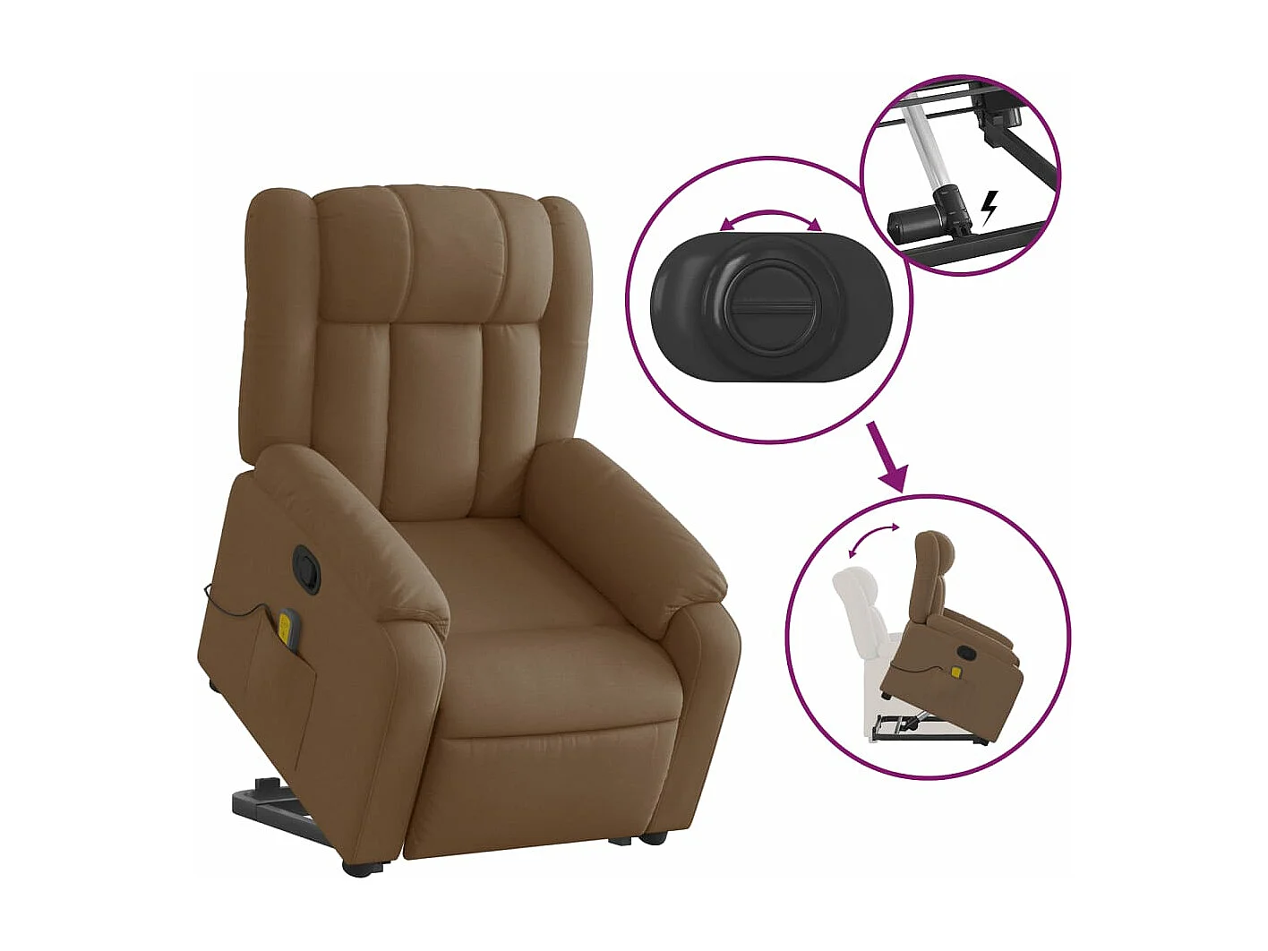 Fauteuil de massage inclinable Marron Tissu REO70881