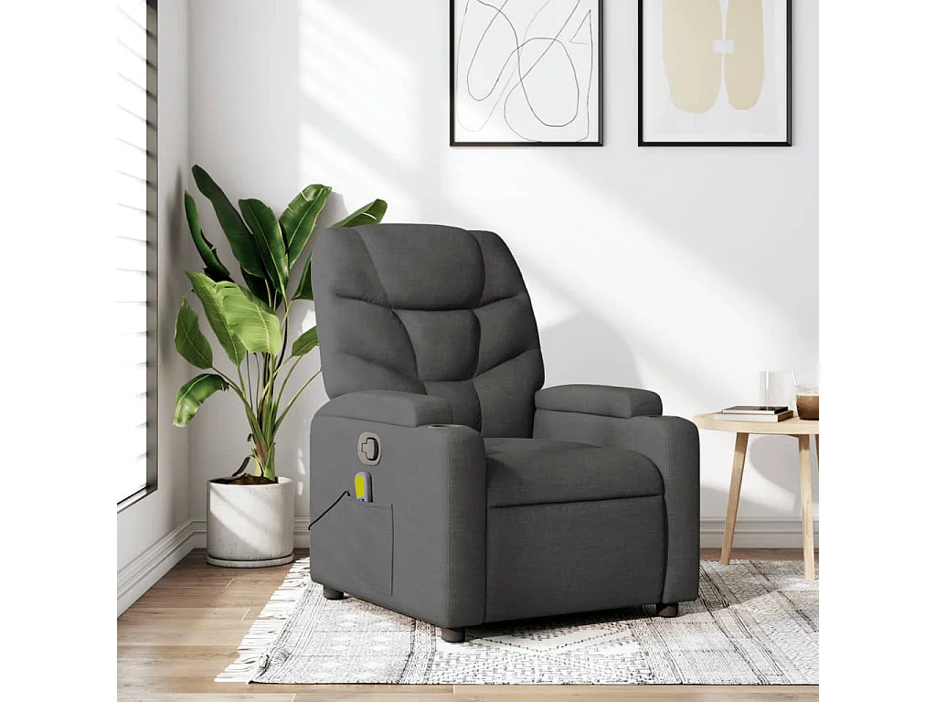 Fauteuil de massage inclinable Gris foncé Tissu REO58018