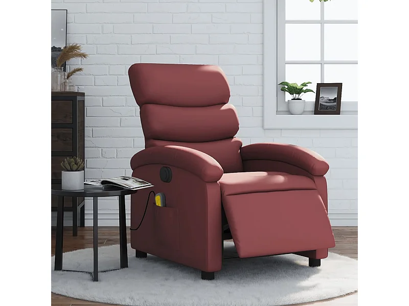 Fauteuil de massage inclinable électrique rouge bordeaux REO18821