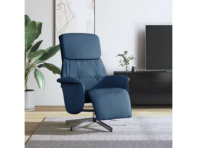 Fauteuil verstelbaar met voetensteun stof blauw NL931315