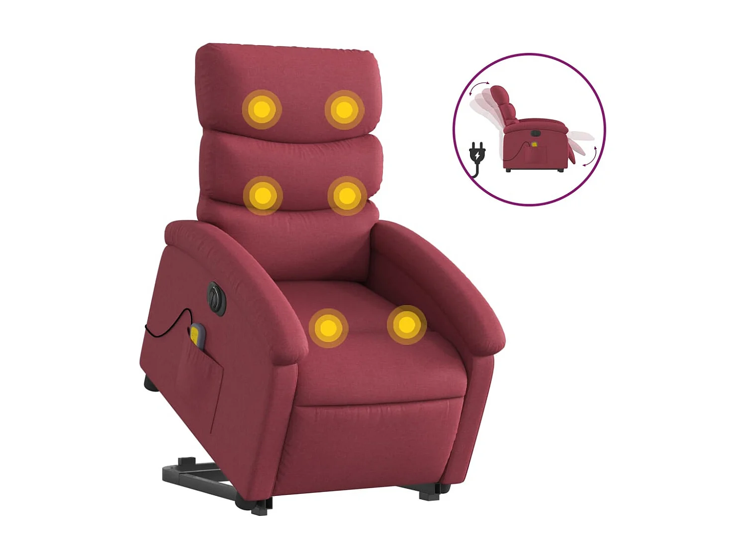 Fauteuil inclinable de massage électrique Rouge bordeaux Tissu REO36016