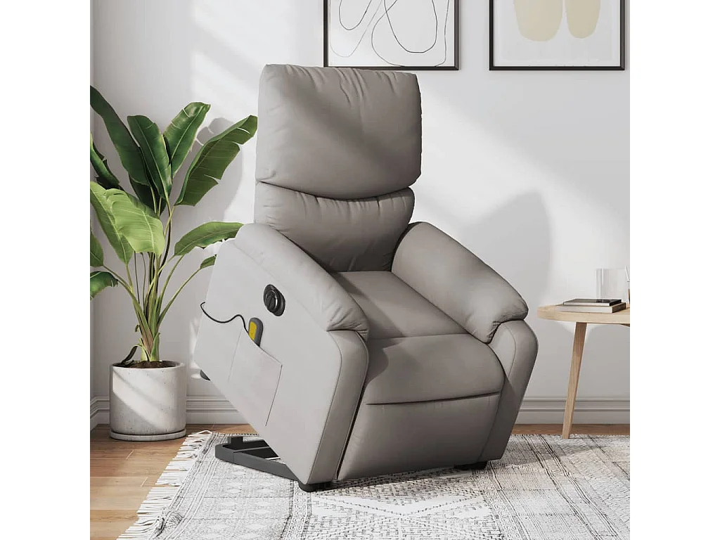 Fauteuil inclinable de massage électrique Taupe Tissu REO59792