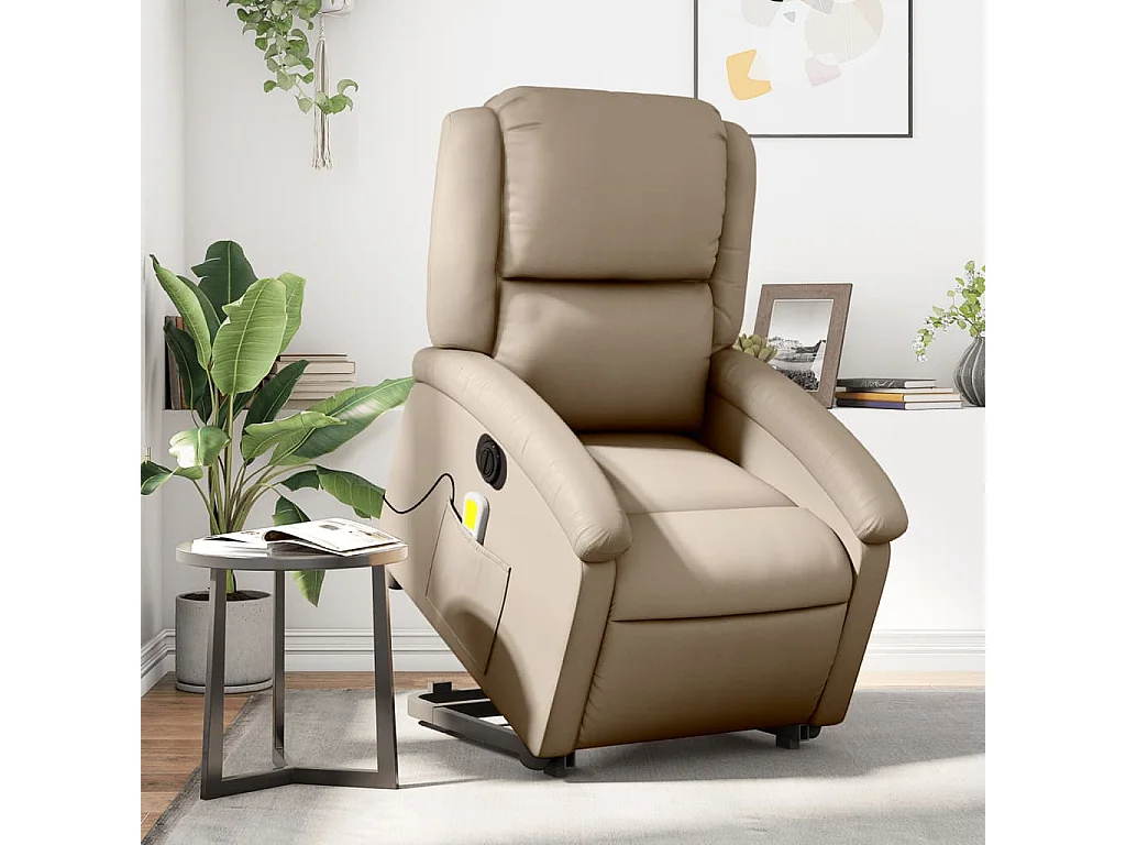 Sillón reclinable de masaje eléctrico cuero sintético capuchino YOE49284