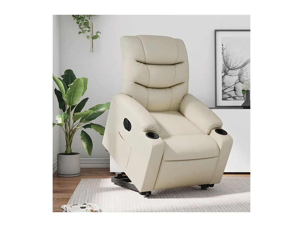 Fauteuil inclinable électrique crème similicuir REO81021