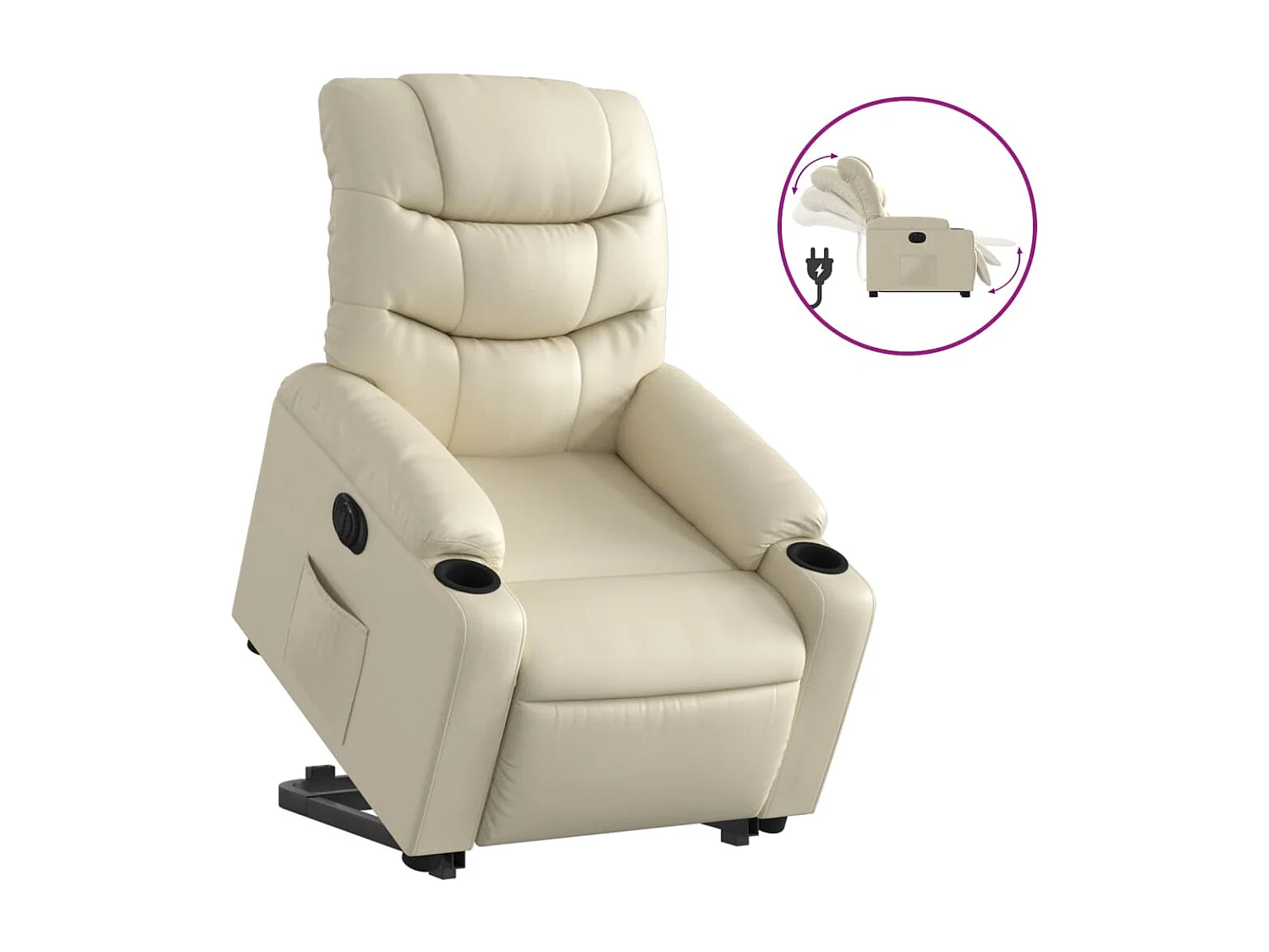 Fauteuil inclinable électrique crème similicuir REO81021