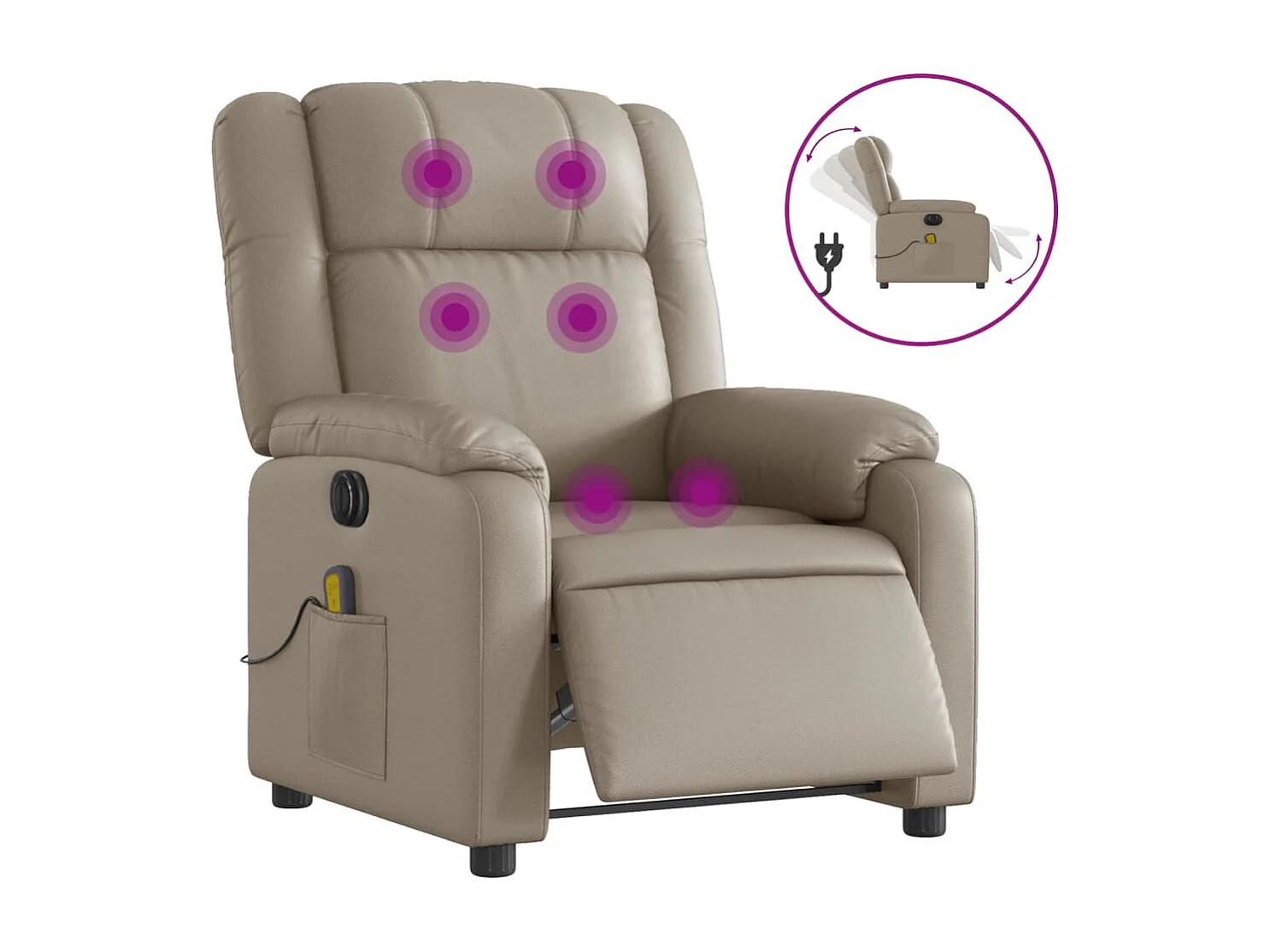 Sillón reclinable de masaje eléctrico cuero sintético capuchino YOE71741