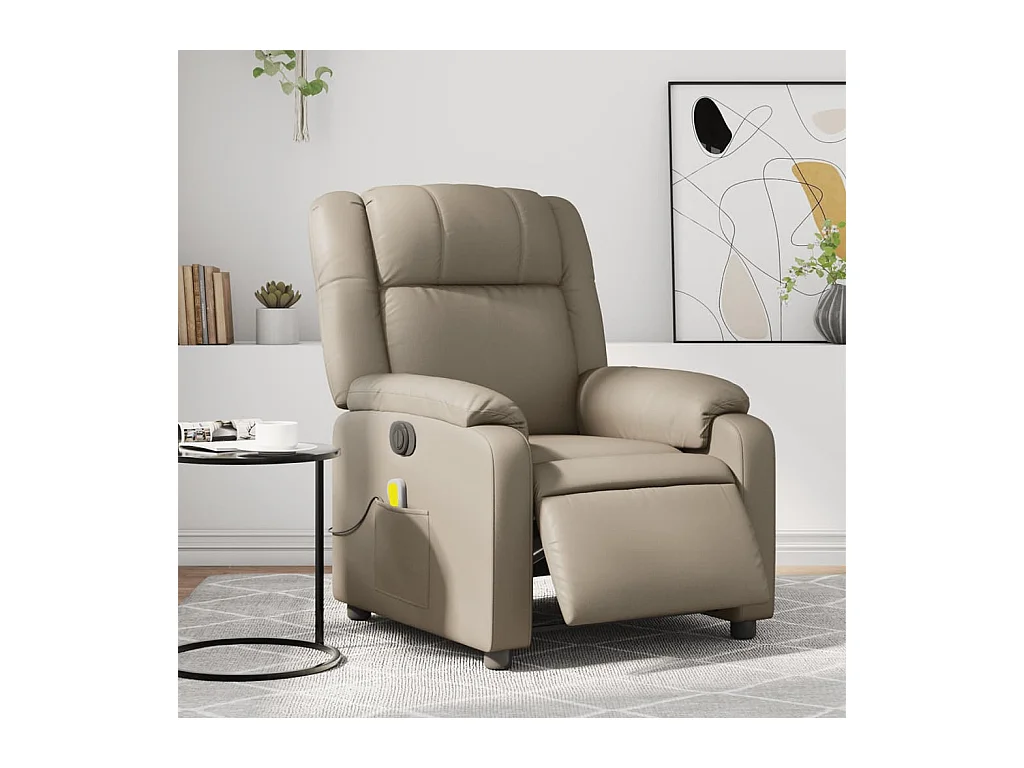 Fauteuil de massage inclinable électrique cappuccino similicuir REO54977