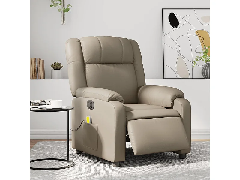 Fauteuil de massage inclinable électrique cappuccino similicuir REO54977
