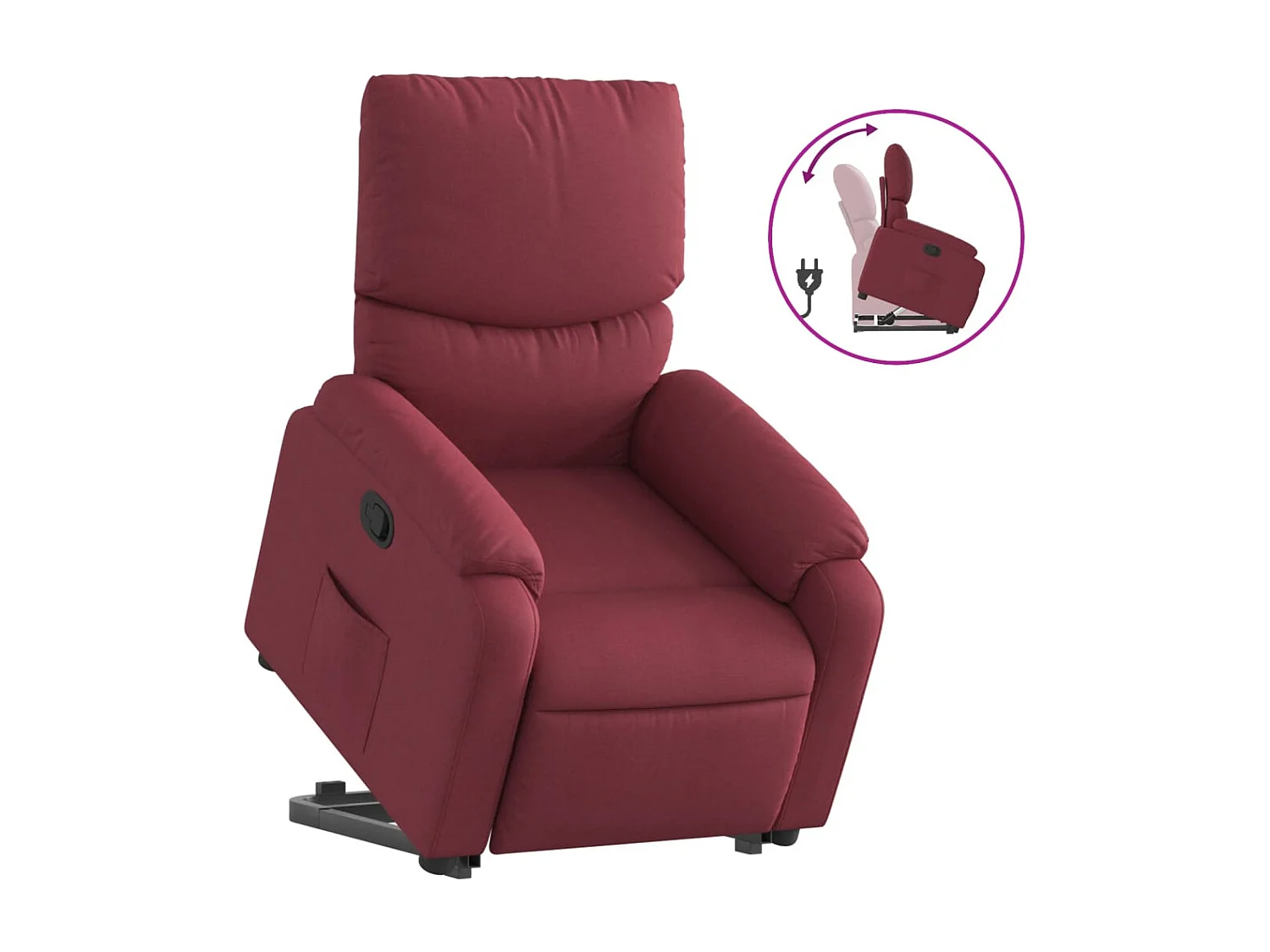 Fauteuil inclinable rouge bordeaux tissu REO89151