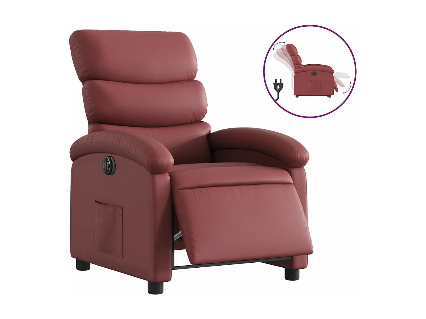 Fauteuil inclinable électrique Rouge bordeaux Similicuir REO27702