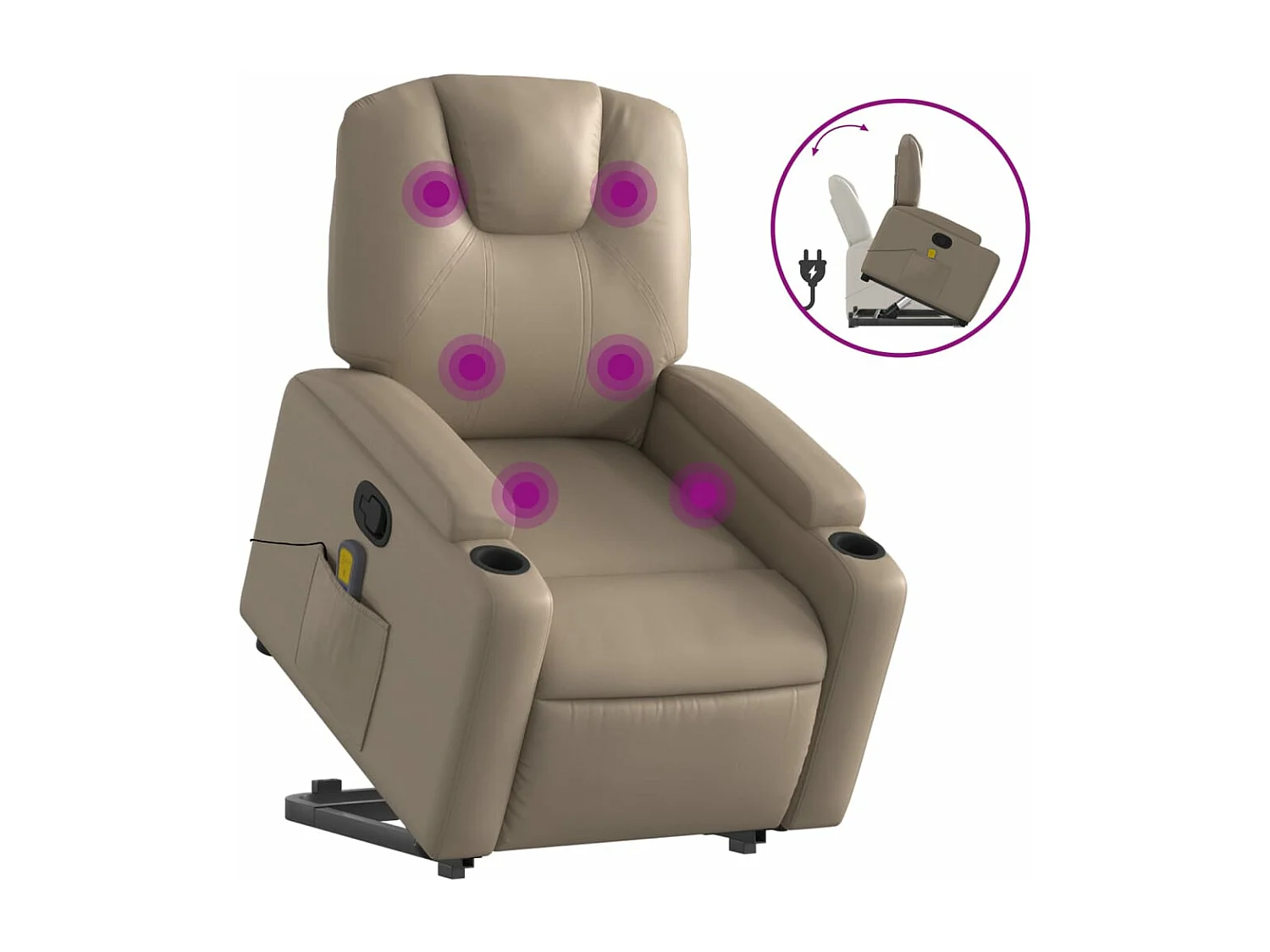 Fauteuil inclinable de massage Cappuccino Similicuir REO58871