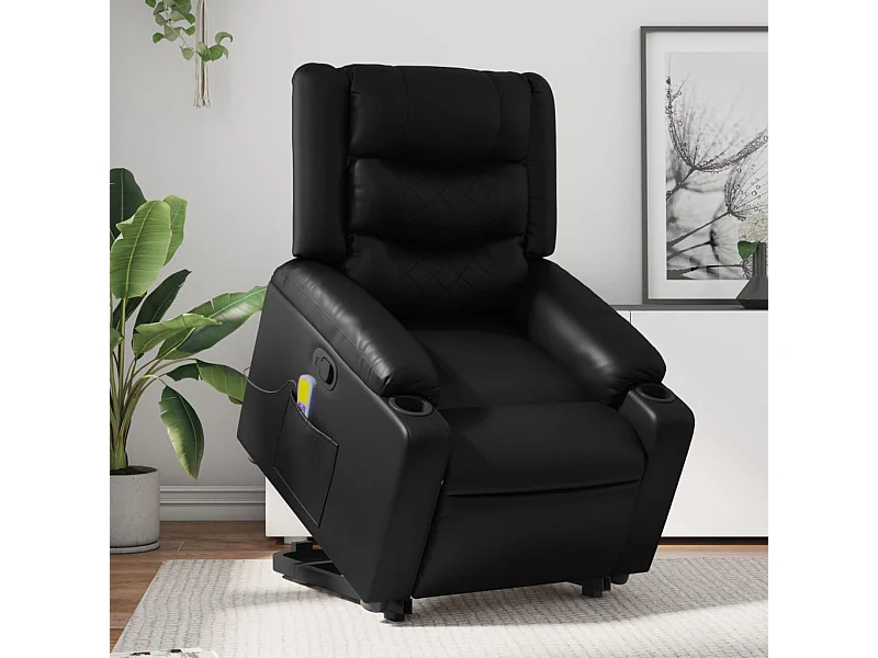 Fauteuil inclinable de massage Noir Similicuir REO52553