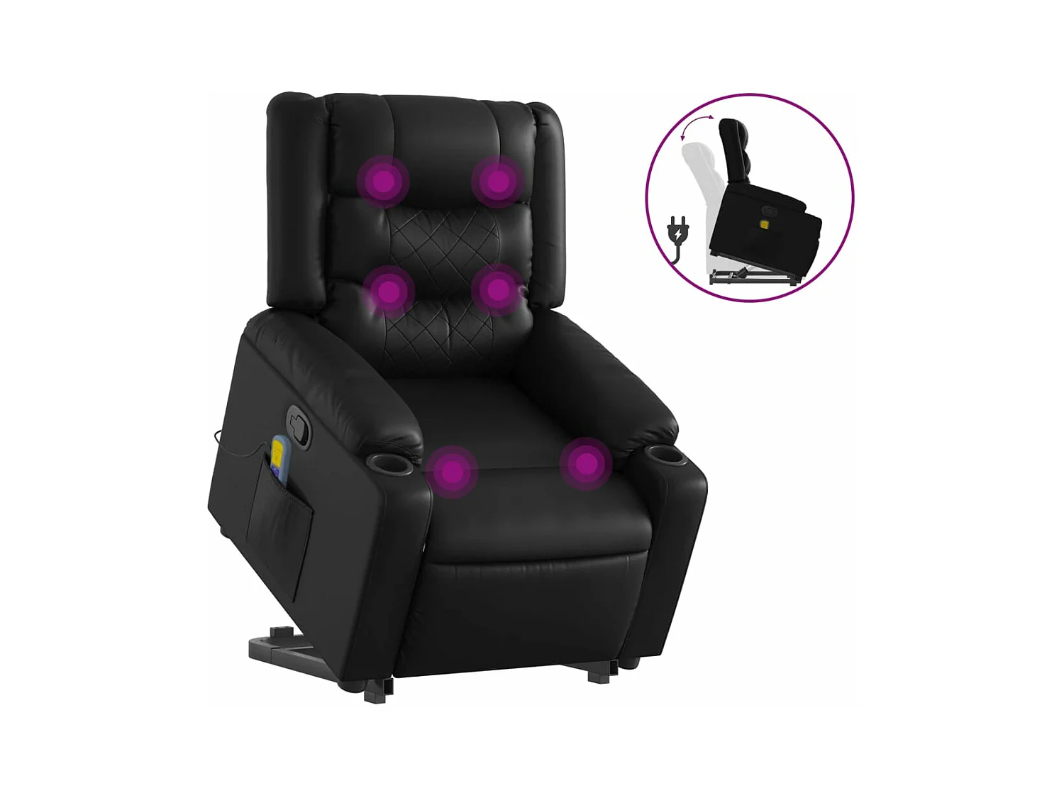 Sillón reclinable de masaje de pie cuero artificial negro YOE40801