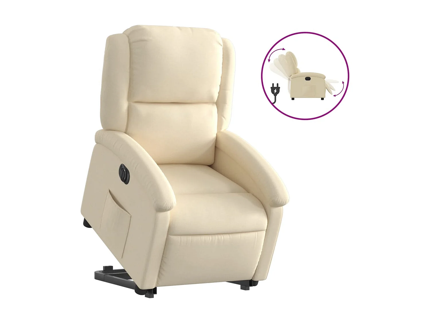 Fauteuil inclinable électrique crème tissu REO77943