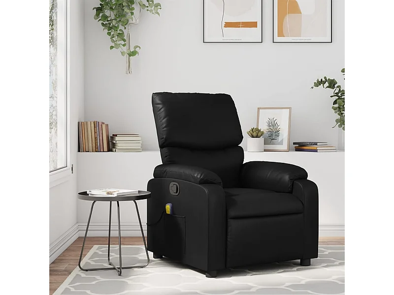 Fauteuil de massage inclinable Noir Similicuir REO53940