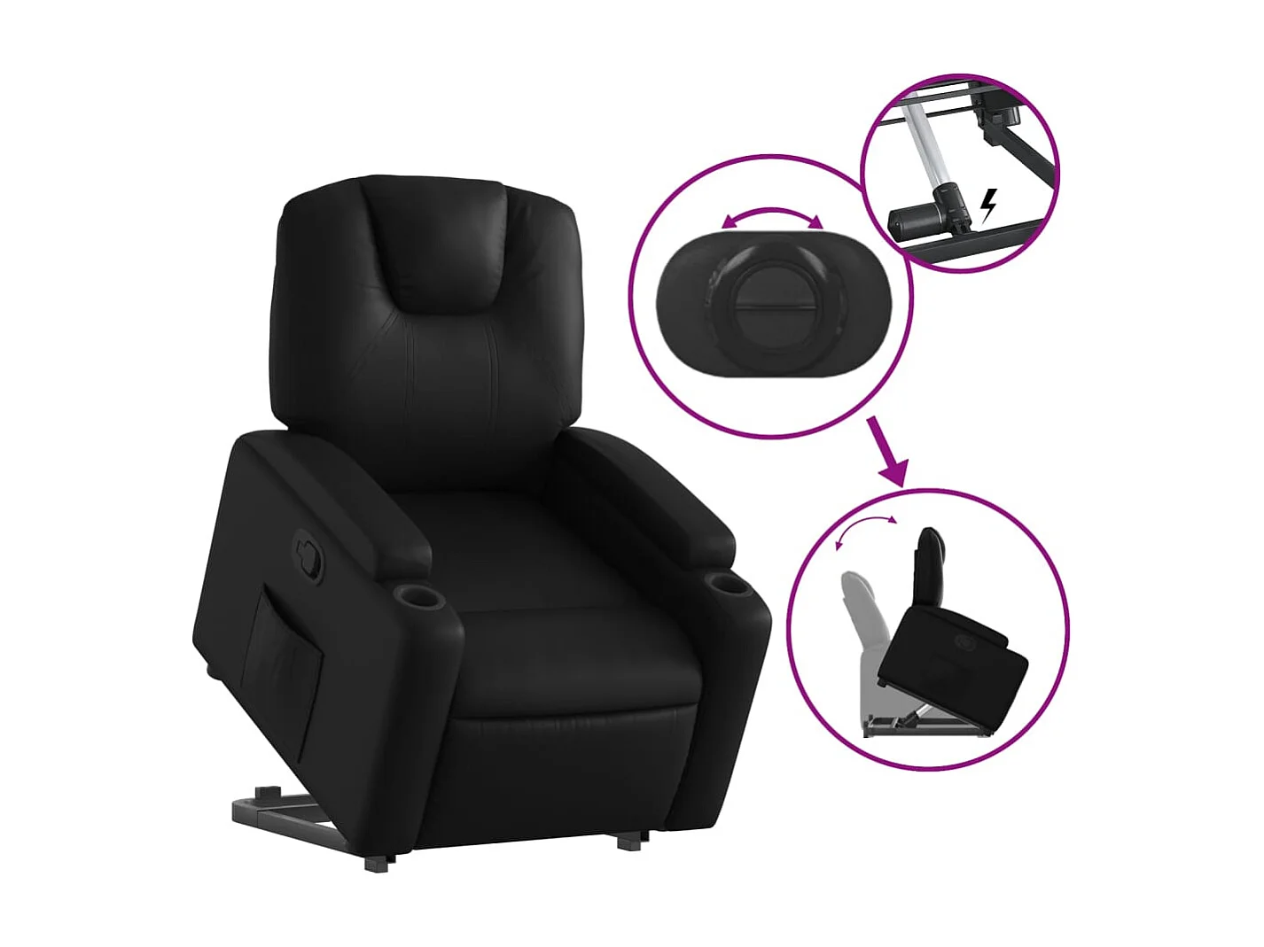 Fauteuil inclinable Noir Similicuir REO55545