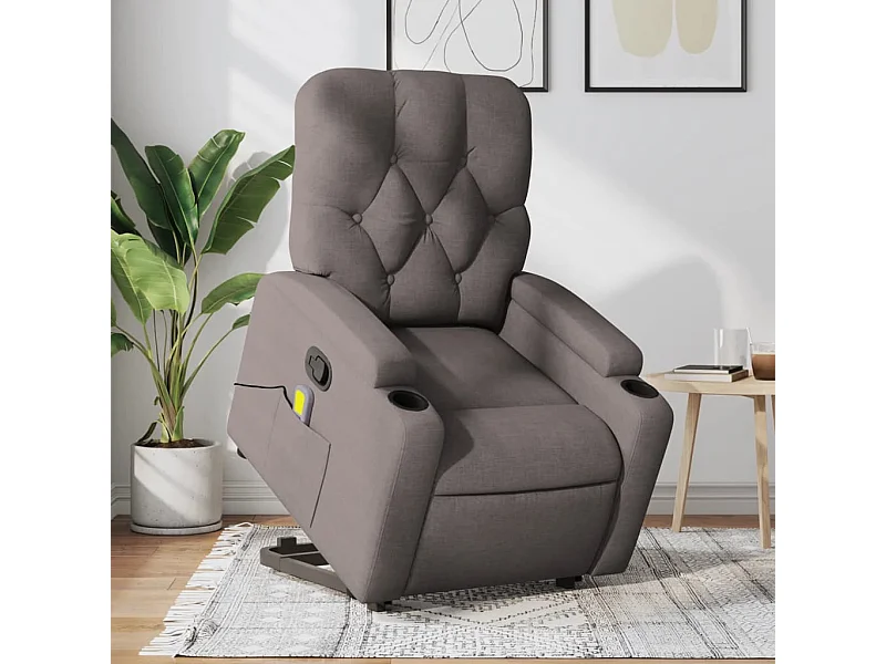 Fauteuil inclinable de massage Taupe Tissu REO14712