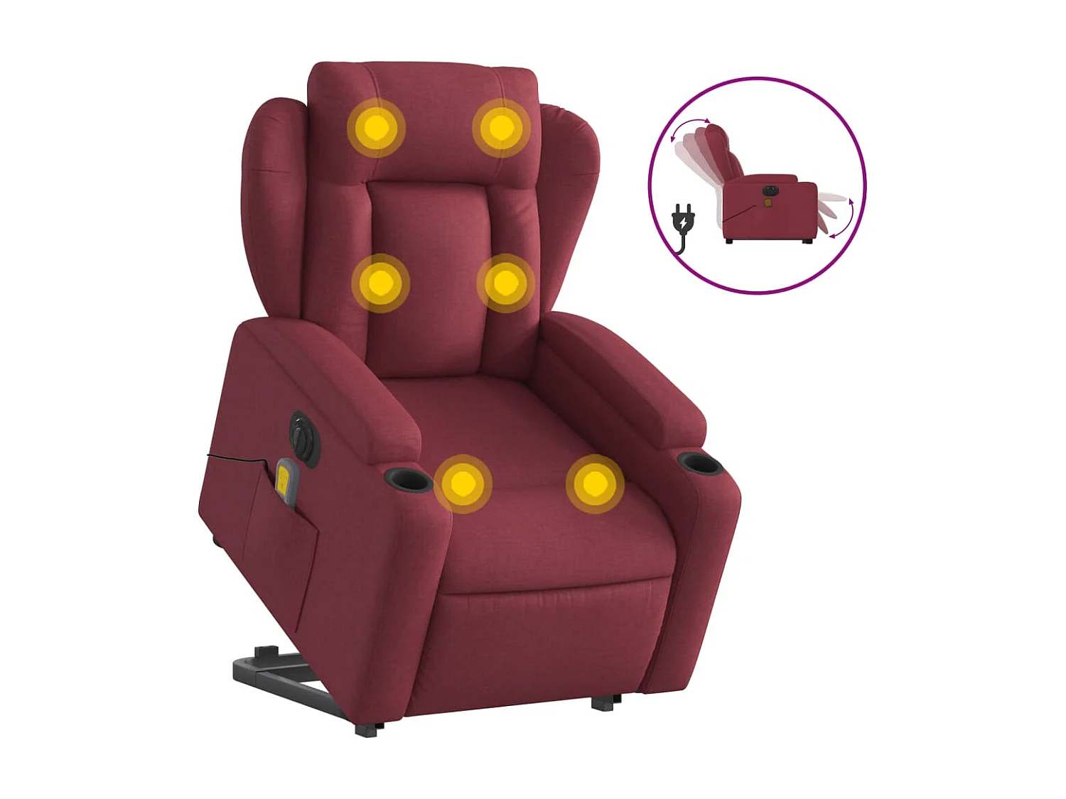 Sillón de masaje elevable eléctrico tela rojo tinto YOE23762
