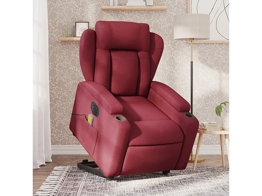 Fauteuil inclinable de massage électrique Rouge bordeaux Tissu REO47636