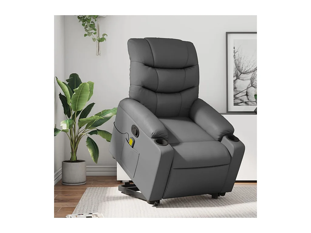 Fauteuil inclinable de massage Gris Similicuir REO65567