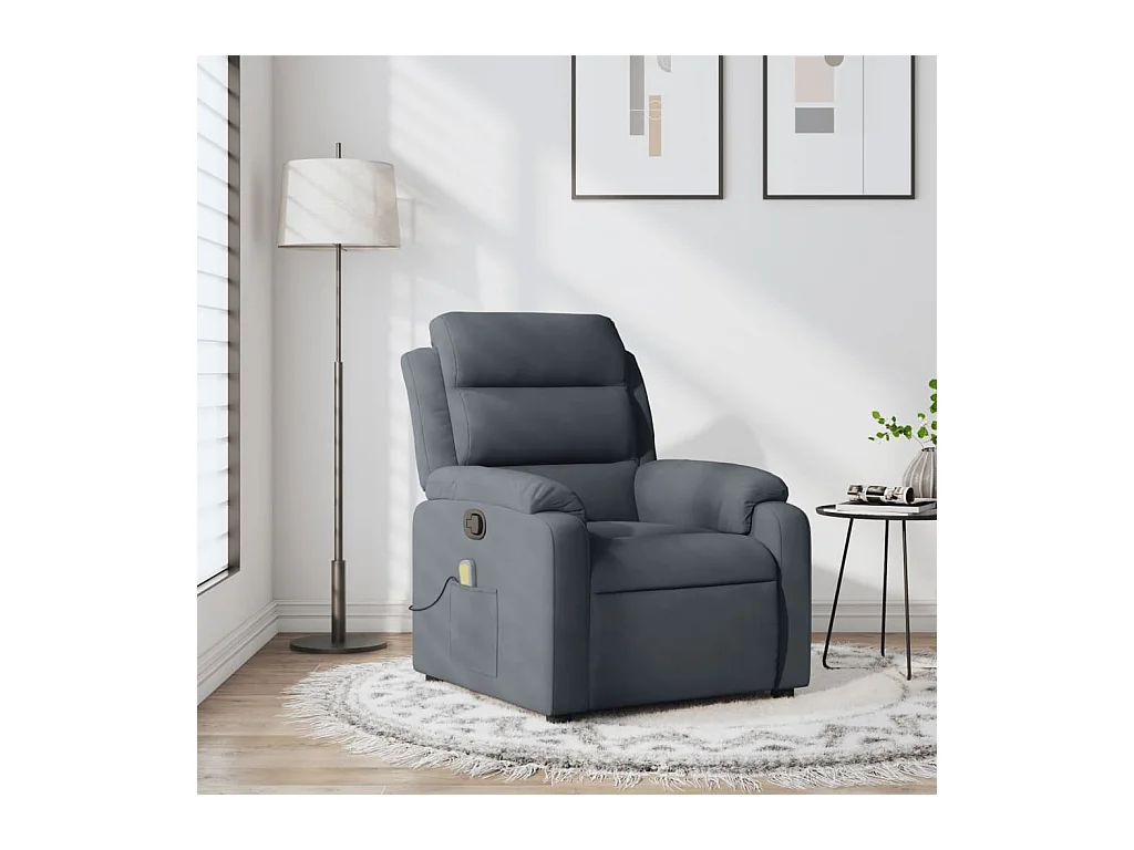 Fauteuil de massage inclinable gris foncé velours REO42070