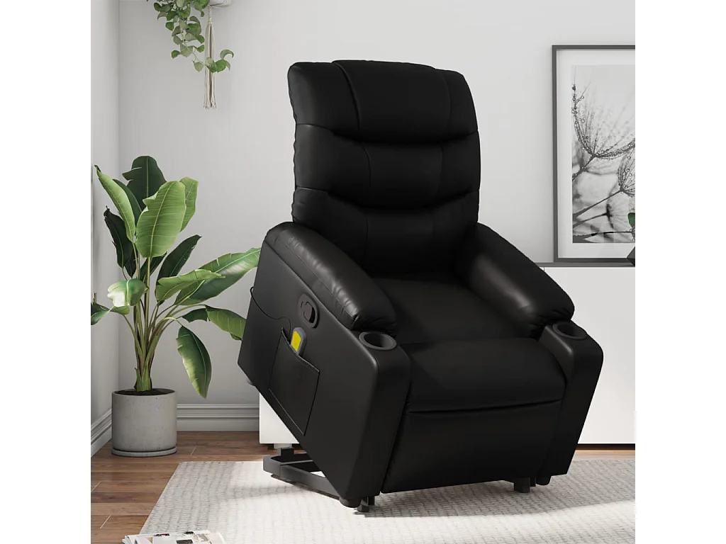 Sillón reclinable de masaje de pie cuero artificial negro YOE33618