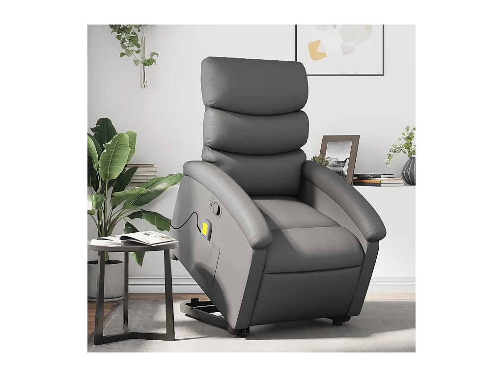 Fauteuil inclinable de massage Gris Similicuir REO85042