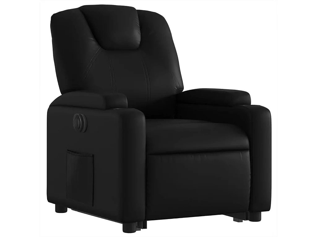 Poltrona reclinável elevatória elétrica couro artificial preto PT804231