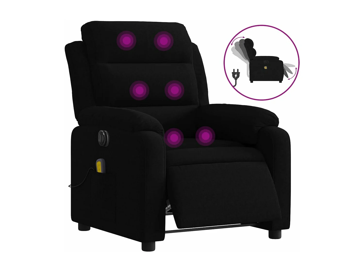 Sillón reclinable de masaje eléctrico terciopelo negro YOE95520