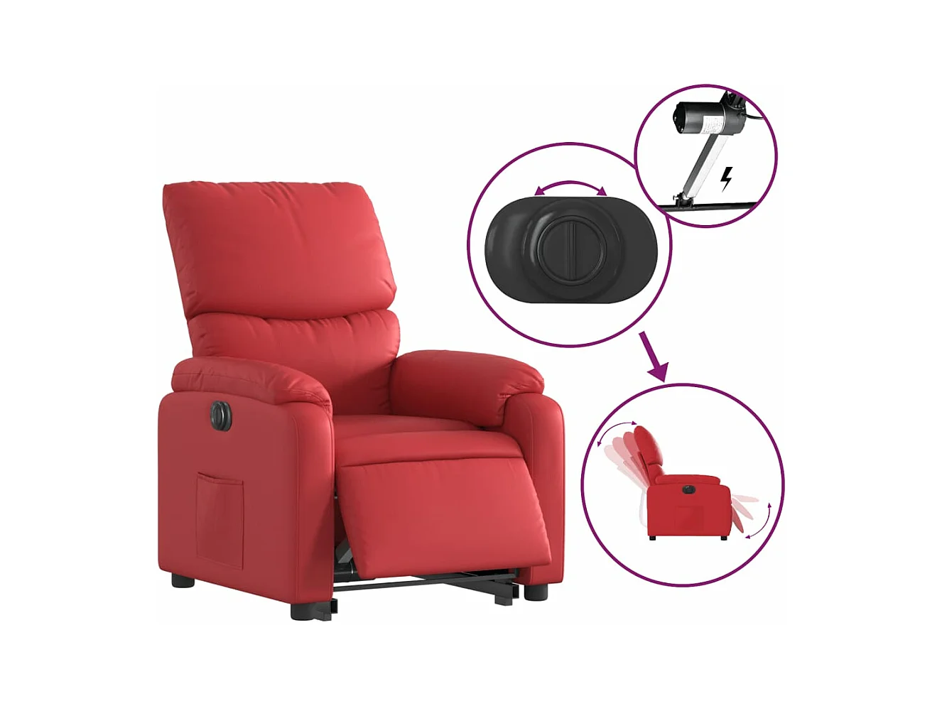 Fauteuil inclinable électrique rouge similicuir REO93048