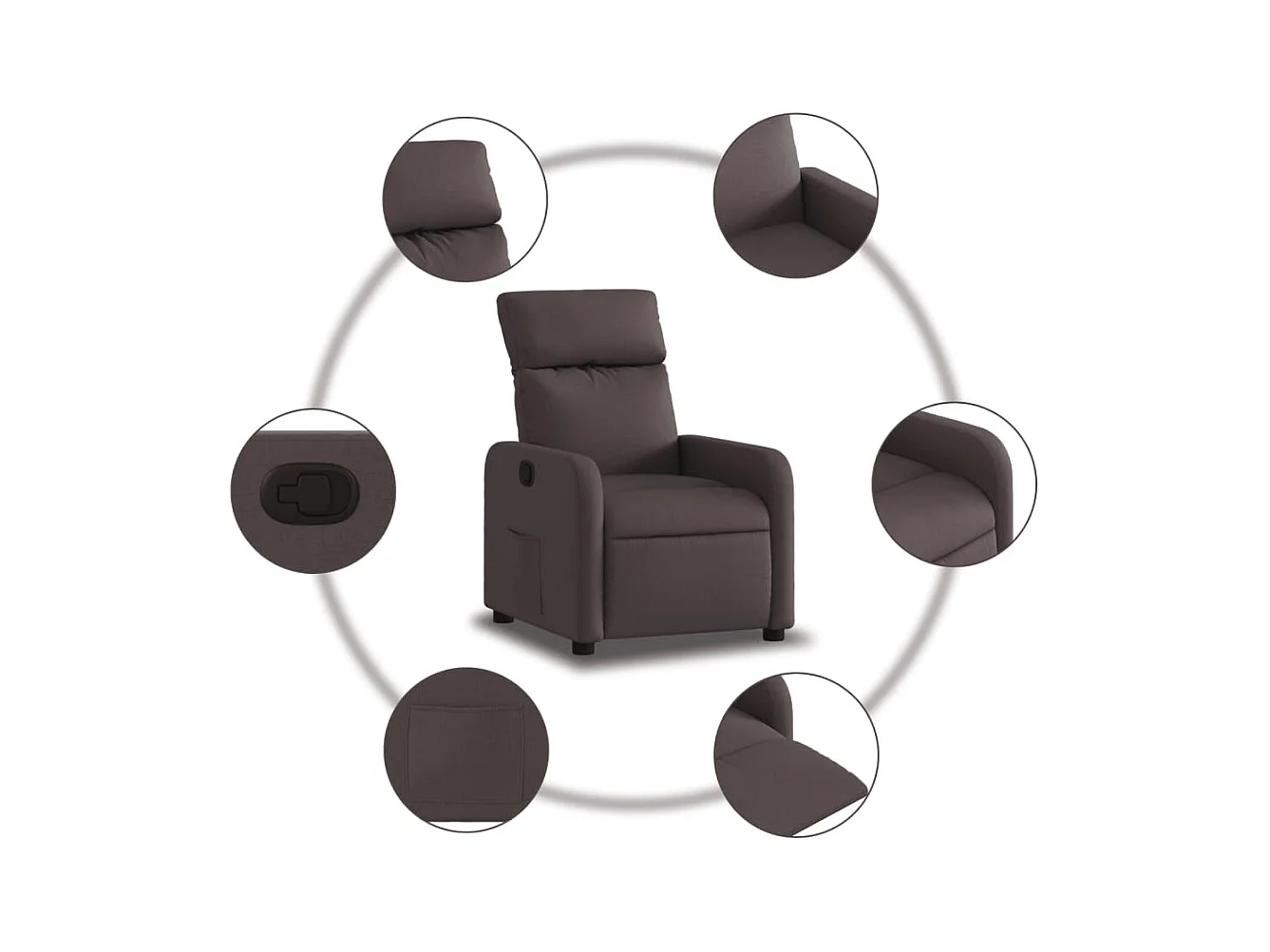 Relaxsessel | Fernsehsessel Dunkelbraun Stoff -gkd449531